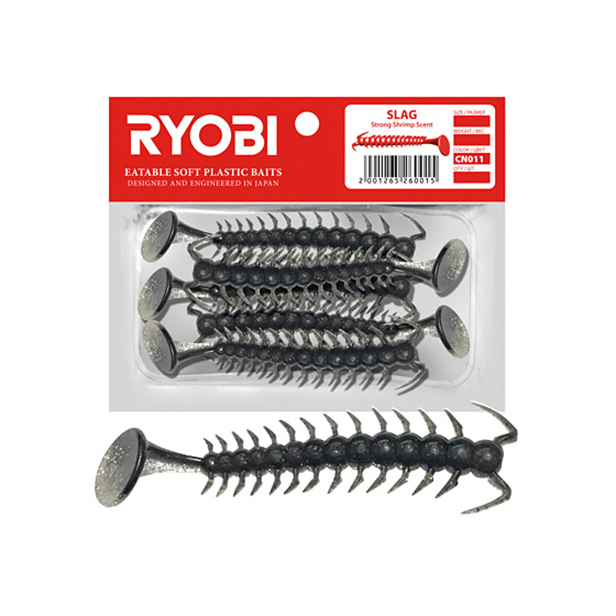 Мягкая силиконовая приманка риппер Ryobi SLAG (71mm), CN011 (christmas toy), 5 шт.