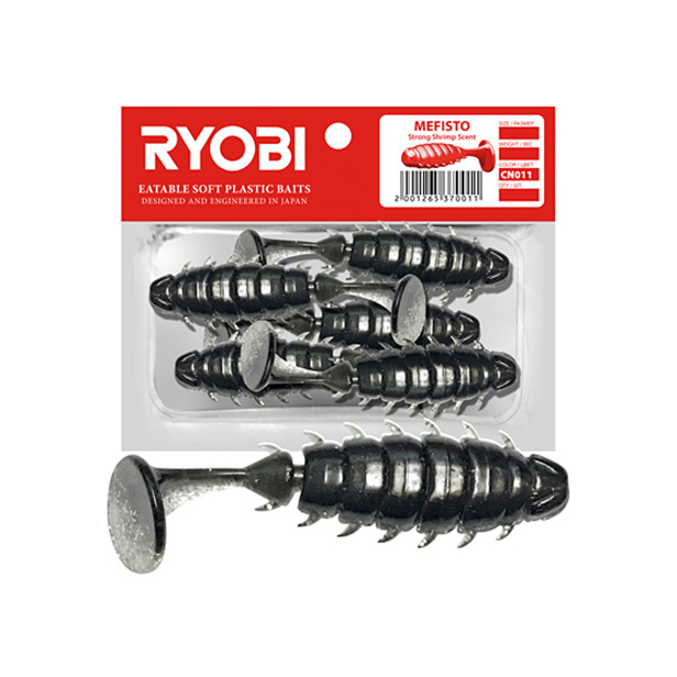 

Мягкая силикон. приманка риппер Ryobi MEFISTO (48mm), CN011 (christmas toy), 5 шт., Черный;серый, Mefisto