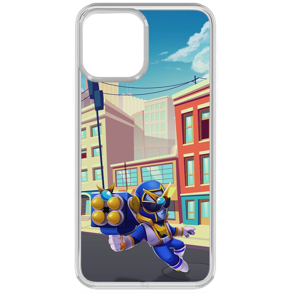 Чехол-накладка Krutoff Clear Case Brawl Stars-Супер Рейнджер Брок для iPhone 13