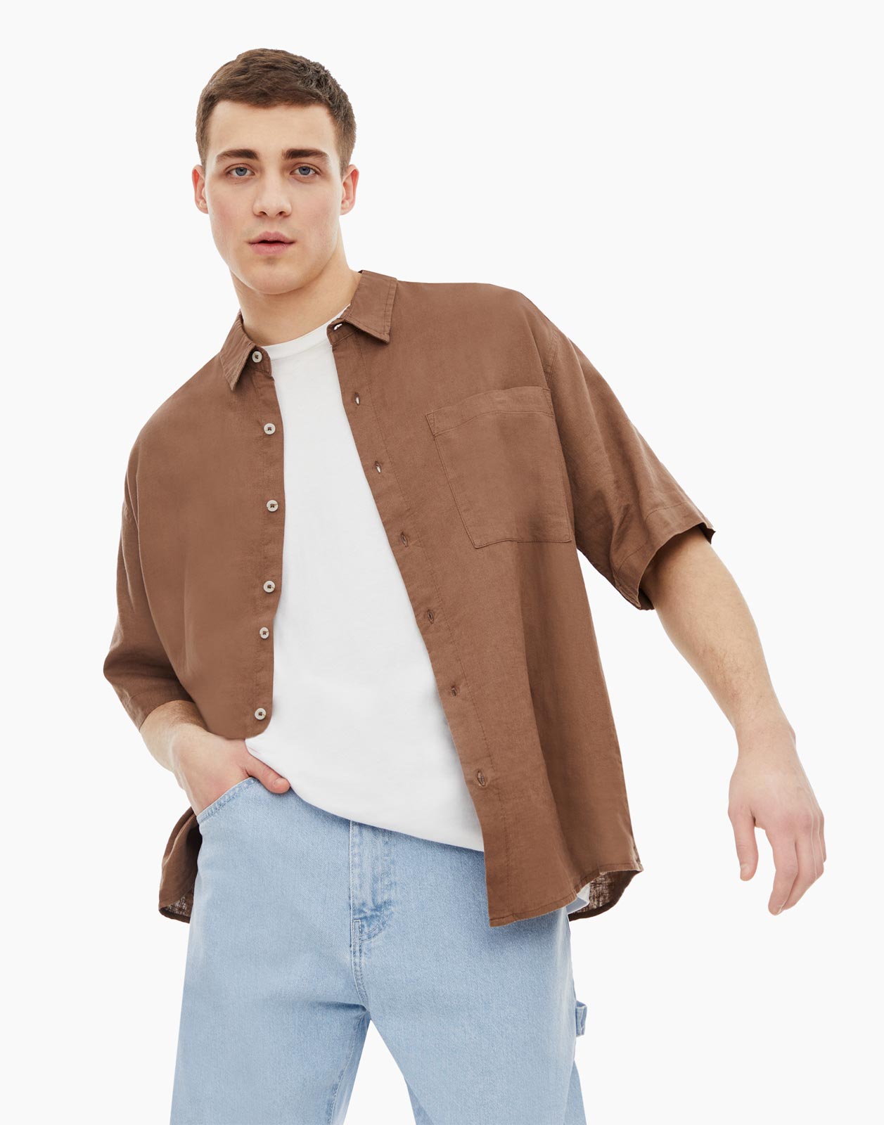 

Рубашка мужская Gloria Jeans BWT001296 коричневая XS, Коричневый, BWT001296