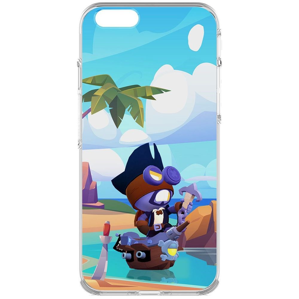 

Чехол-накладка Krutoff Clear Case Brawl Stars-Темный Корсар Карл для iPhone 6, Прозрачный