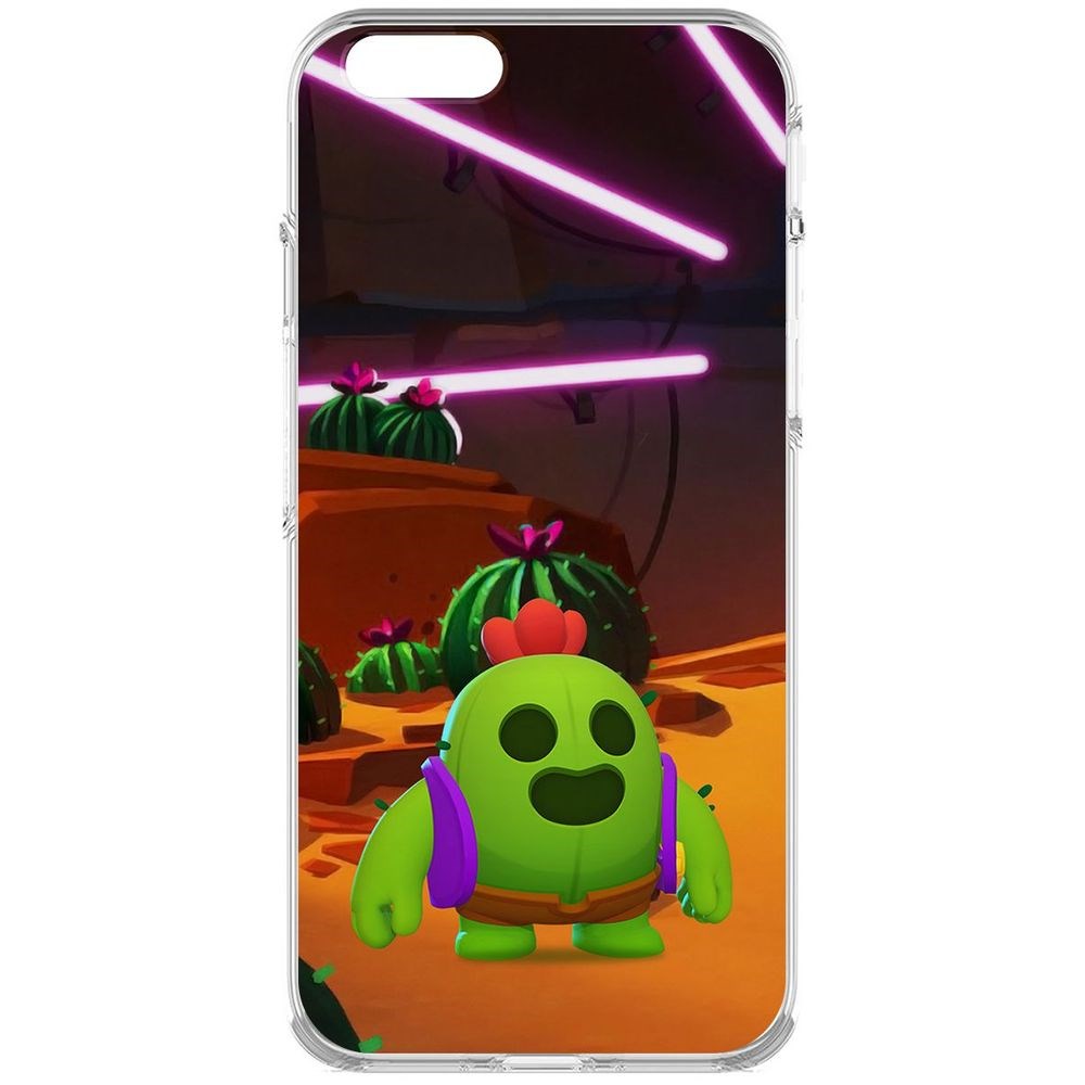 

Чехол-накладка Krutoff Clear Case Brawl Stars-Спайк для iPhone 6S, Прозрачный