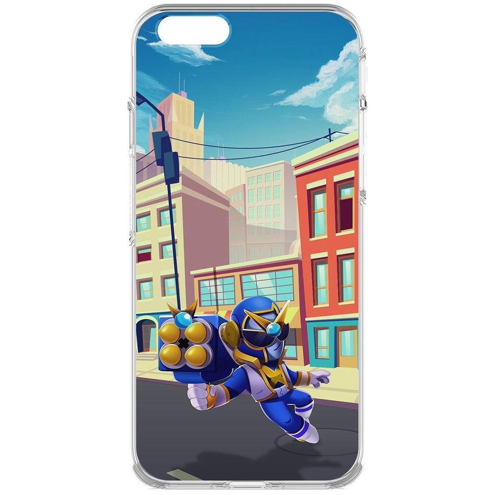 

Чехол-накладка Krutoff Clear Case Brawl Stars-Супер Рейнджер Брок для iPhone 6S, Прозрачный