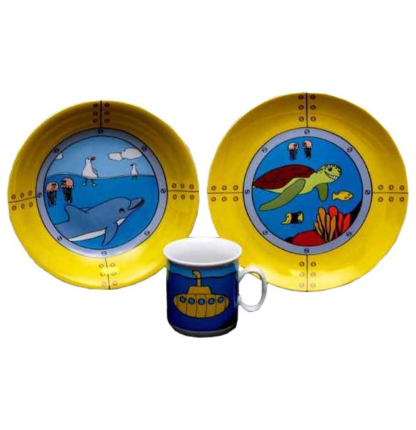 Набор детской посуды Thun Подводная лодка в море, 3 предмета, 012442,