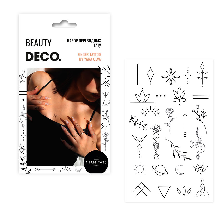 

Набор татуировок для тела DECO. by Miami tattoos Finger tattoo, Черный