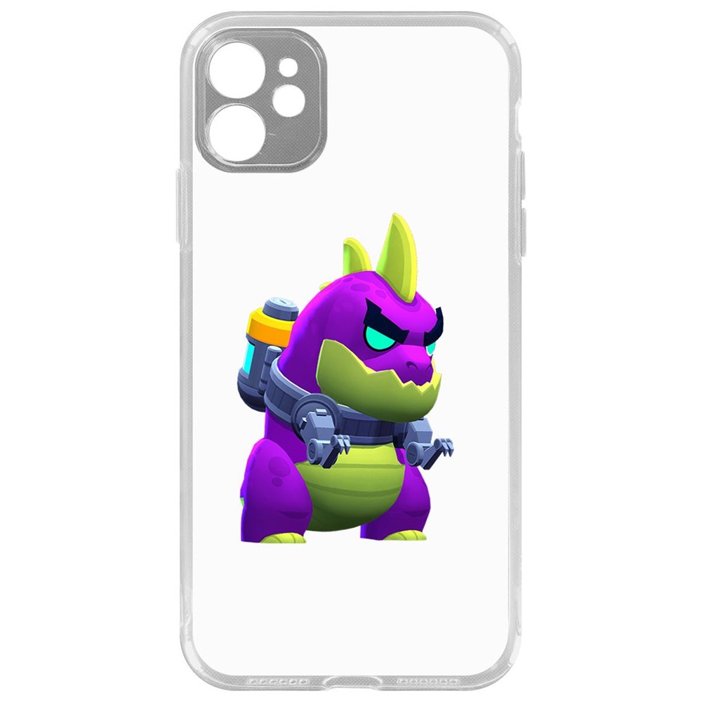 

Чехол-накладка Krutoff Clear Case Brawl Stars-Мегамонстр для iPhone 11 с защитой камеры, Прозрачный