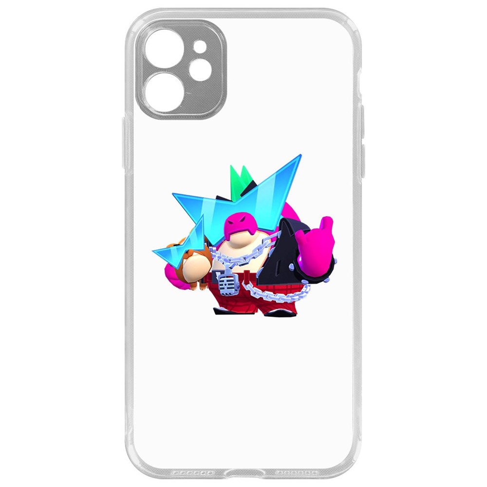 

Чехол-накладка Krutoff Clear Case Brawl Stars-Плохиш Базз для iPhone 11 с защитой камеры, Прозрачный