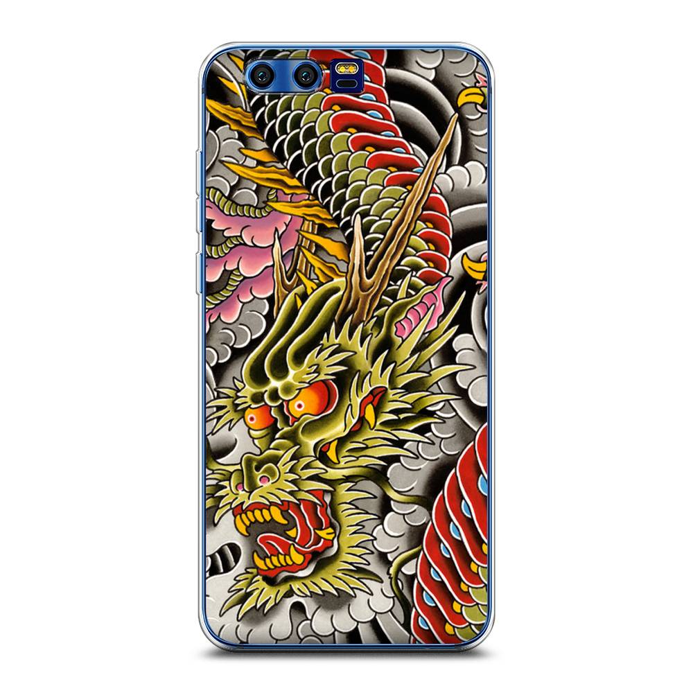 

Чехол на Honor 9 "Японский дракон", Желтый;розовый;красный, 62450-4