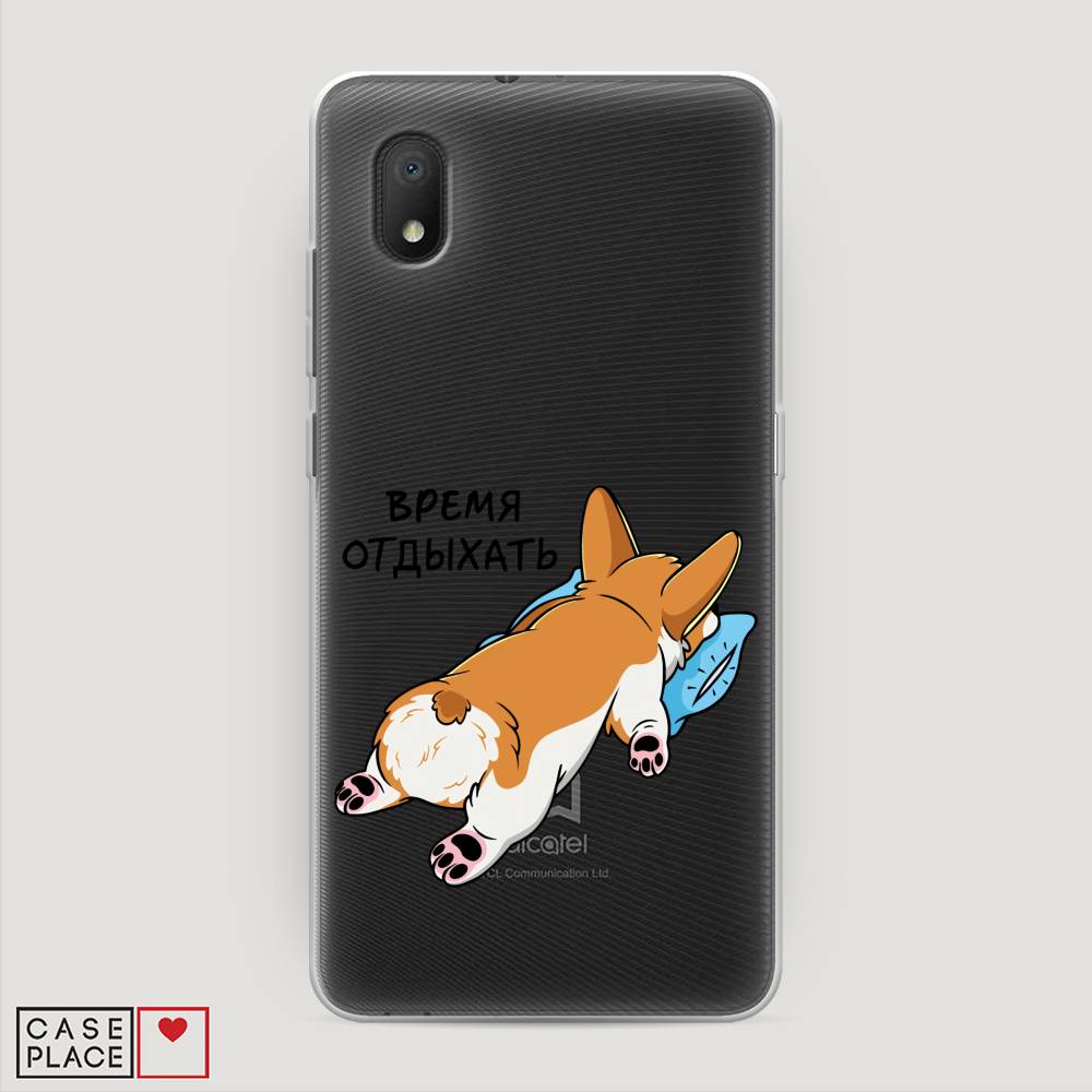 

Чехол на Alcatel 1A/1B (2020) "Корги отдыхает", Черный;коричневый;голубой, 171150-1