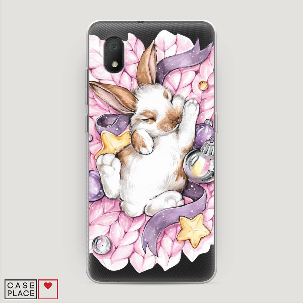 

Чехол на Alcatel 1A/1B (2020) "Кролик спит", Розовый;белый, 171150-5