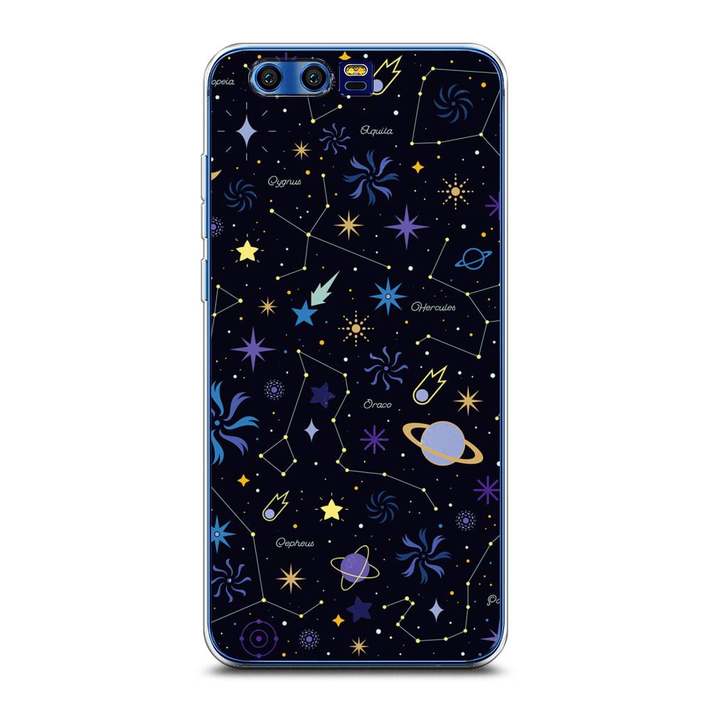 

Чехол на Honor 9 "Цветной космос", Желтый, 62450-2