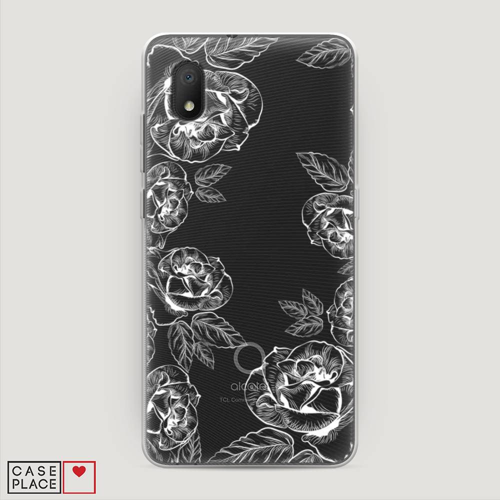 

Чехол на Alcatel 1A/1B (2020) "Розы графика", Черный;серый, 171150-2