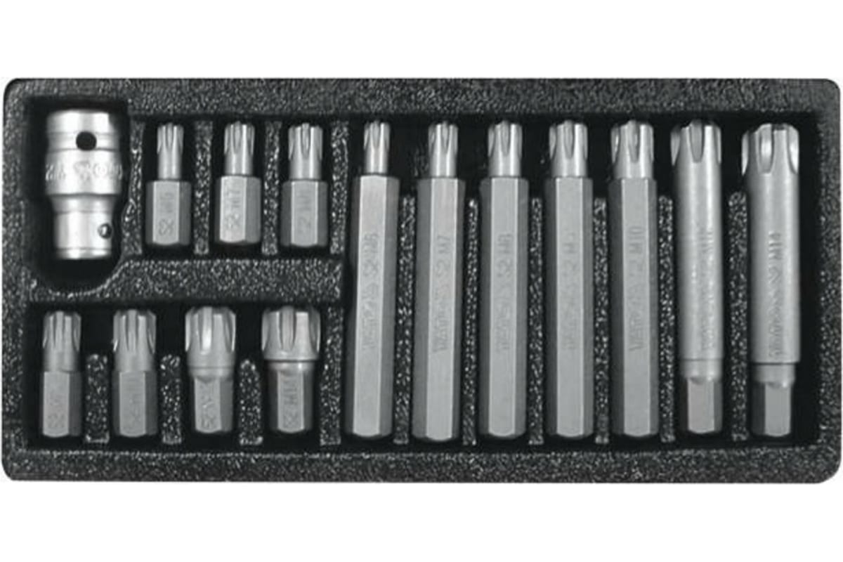 YATO Набор бит 1/2 inch, RIBE, 15 пр (L=30 мм, L=75 мм): M6, M7, M8, M9, M10, M12, M14, в