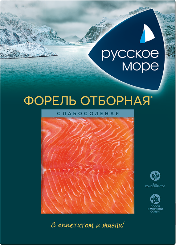 Форель Русское море филе-ломтики слабосоленая 120 г 499₽