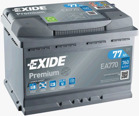 

Exide Ea770 Premium Аккумуляторная Батарея 19.5/17.9 Евро 77Ah 760A 278/175/190 Carbon Bo