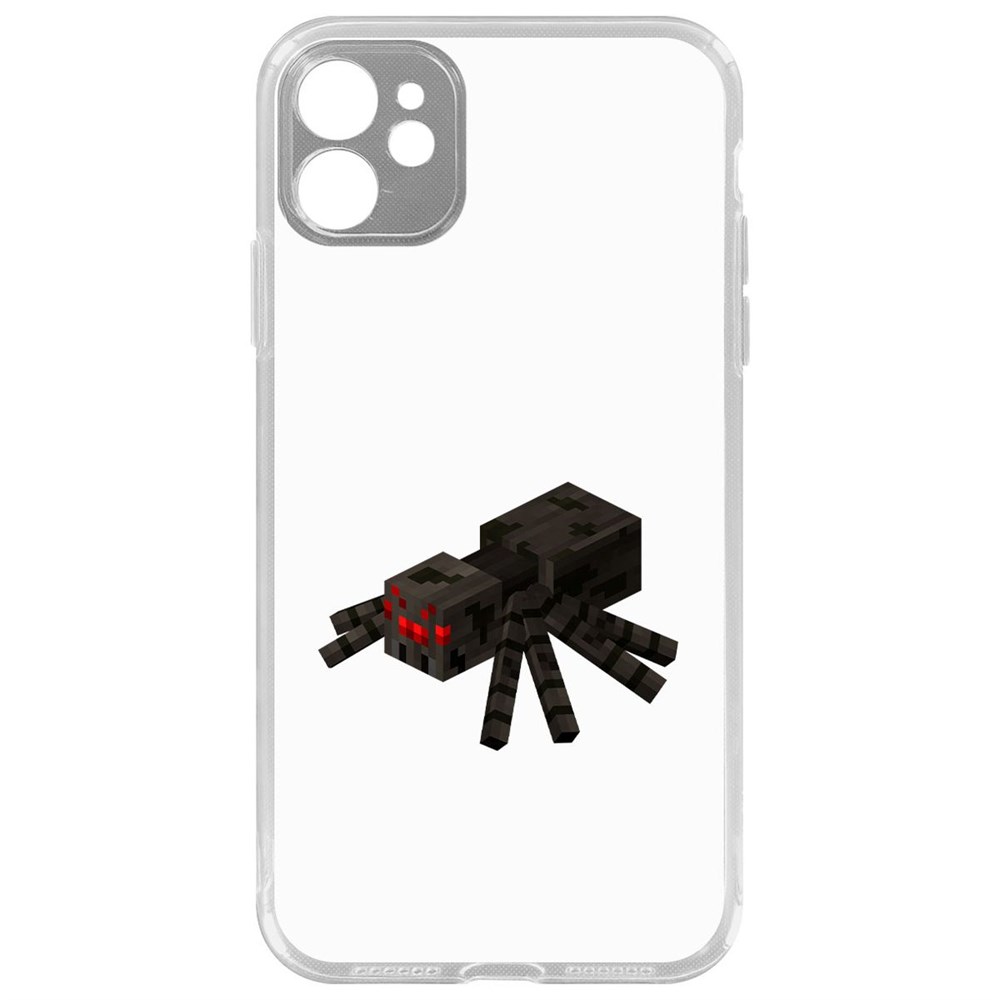 

Чехол-накладка Krutoff Clear Case Minecraft-Паук для iPhone 11 с защитой камеры, Прозрачный