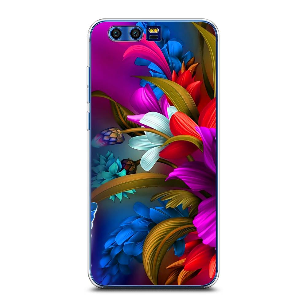 

Чехол на Honor 9 "Фантастические цветы", Фиолетовый;красный;синий, 62450-2
