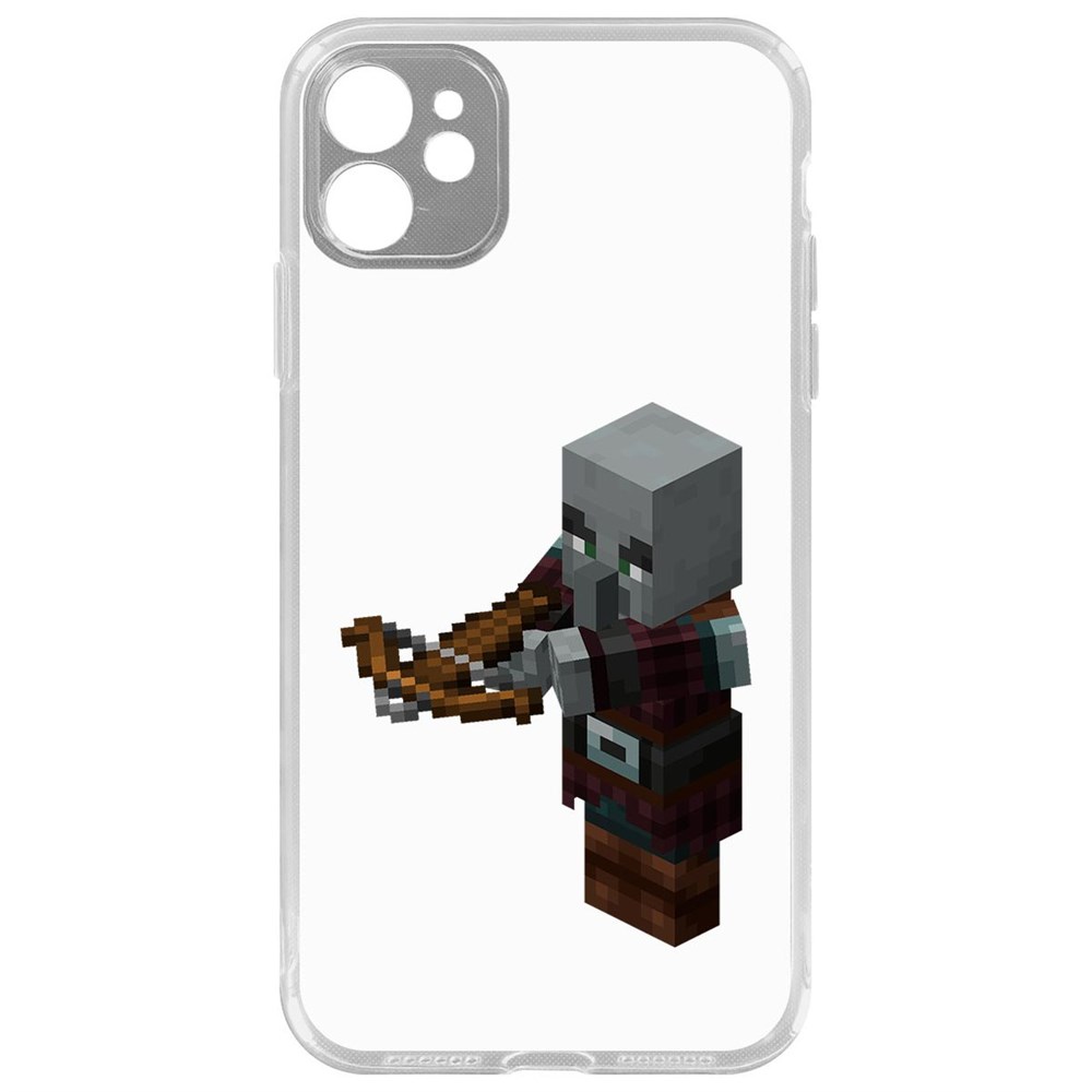 

Чехол-накладка Krutoff Clear Case Minecraft-Разбойник для iPhone 11 с защитой камеры, Прозрачный