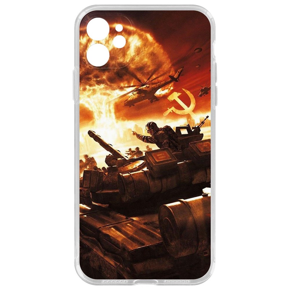 

Чехол-накладка Krutoff Clear Case Красная Угроза для iPhone 11 с защитой камеры, Прозрачный