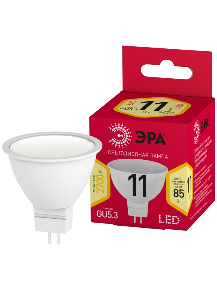 

Лампа светодиодная ЭРА LED MR16-11W-827-GU5.3 R Б0056064