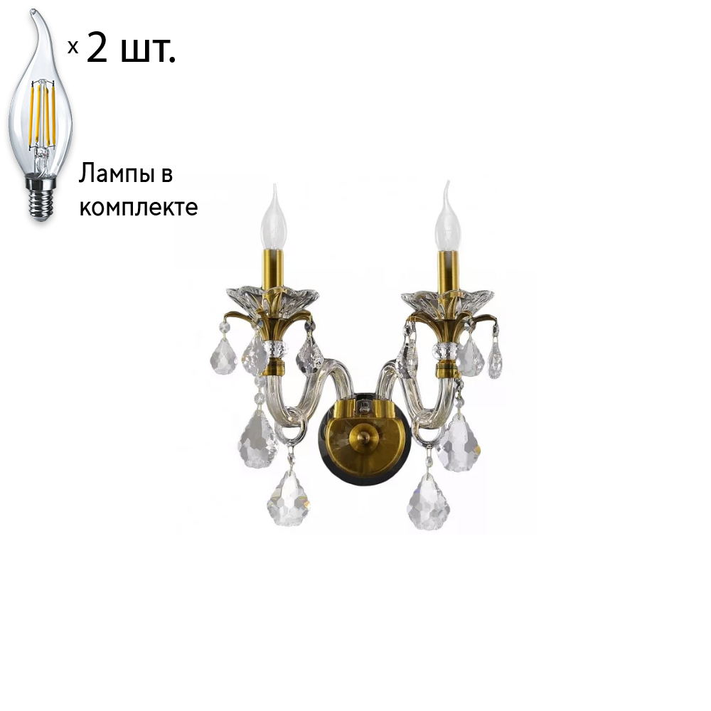 

Бра Crystal Lux с лампочками Alicante AP2+Lamps E14 Свеча