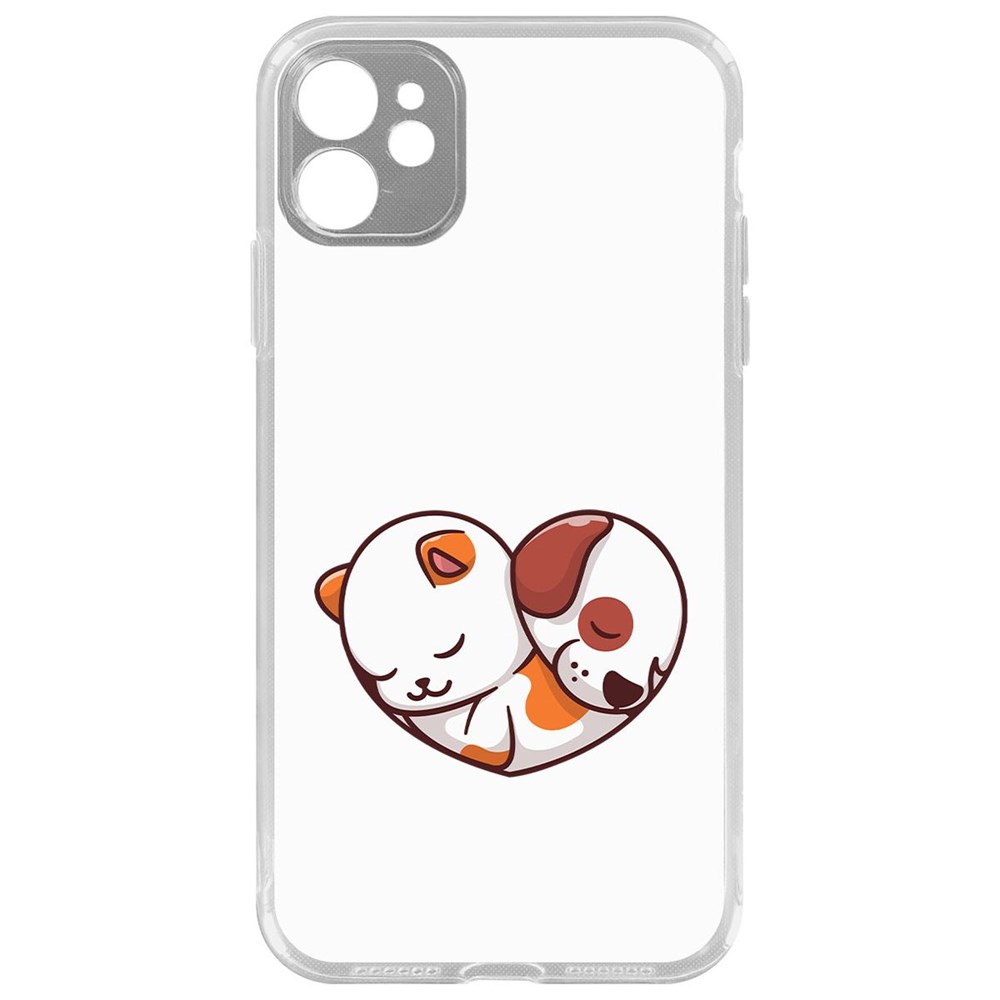 

Чехол-накладка Krutoff Clear Case Котёнок и Щенок для iPhone 11 с защитой камеры, Прозрачный