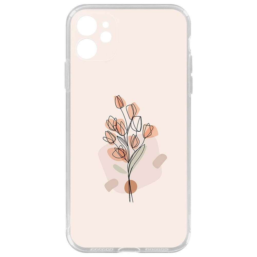 

Чехол-накладка Krutoff Clear Case Букет тюльпанов для iPhone 11 с защитой камеры, Прозрачный