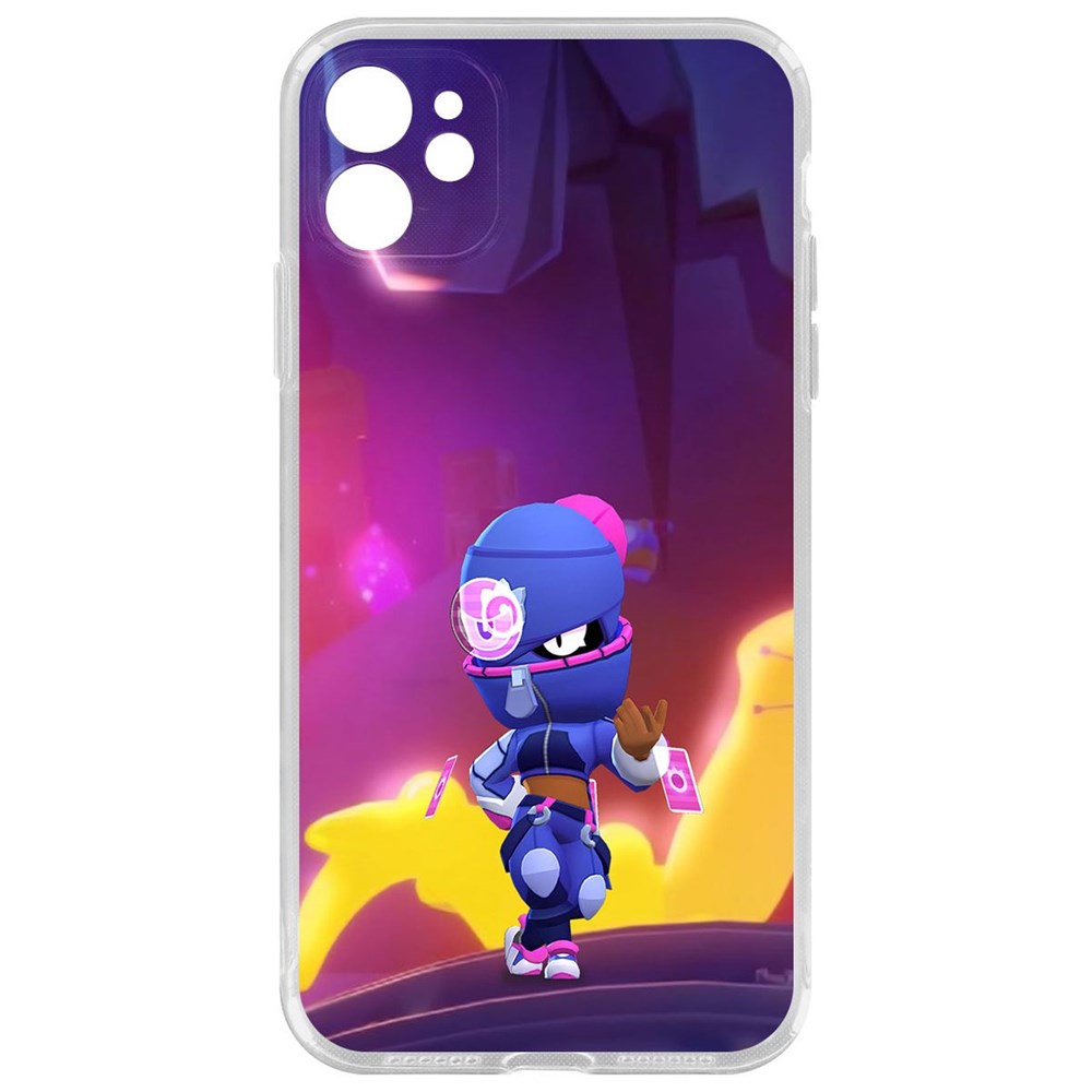 

Чехол-накладка Krutoff Clear Case Brawl Stars-Ниндзя Тара для iPhone 11 с защитой камеры, Прозрачный