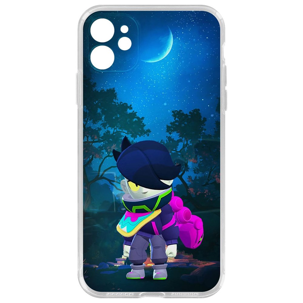 

Чехол-накладка Krutoff Clear Case Brawl Stars-Орочи Эдгар для iPhone 11 с защитой камеры, Прозрачный