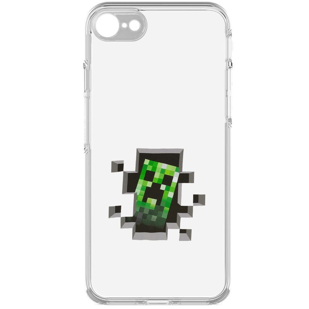 Чехол-накладка Krutoff Clear Case Minecraft-Крипер для iPhone 7/8/SE 2020 с защитой камеры