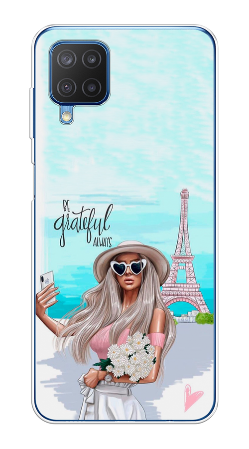 

Чехол на Samsung Galaxy A12/M12 "Селфи Париж", Голубой;бежевый, 2102650-6