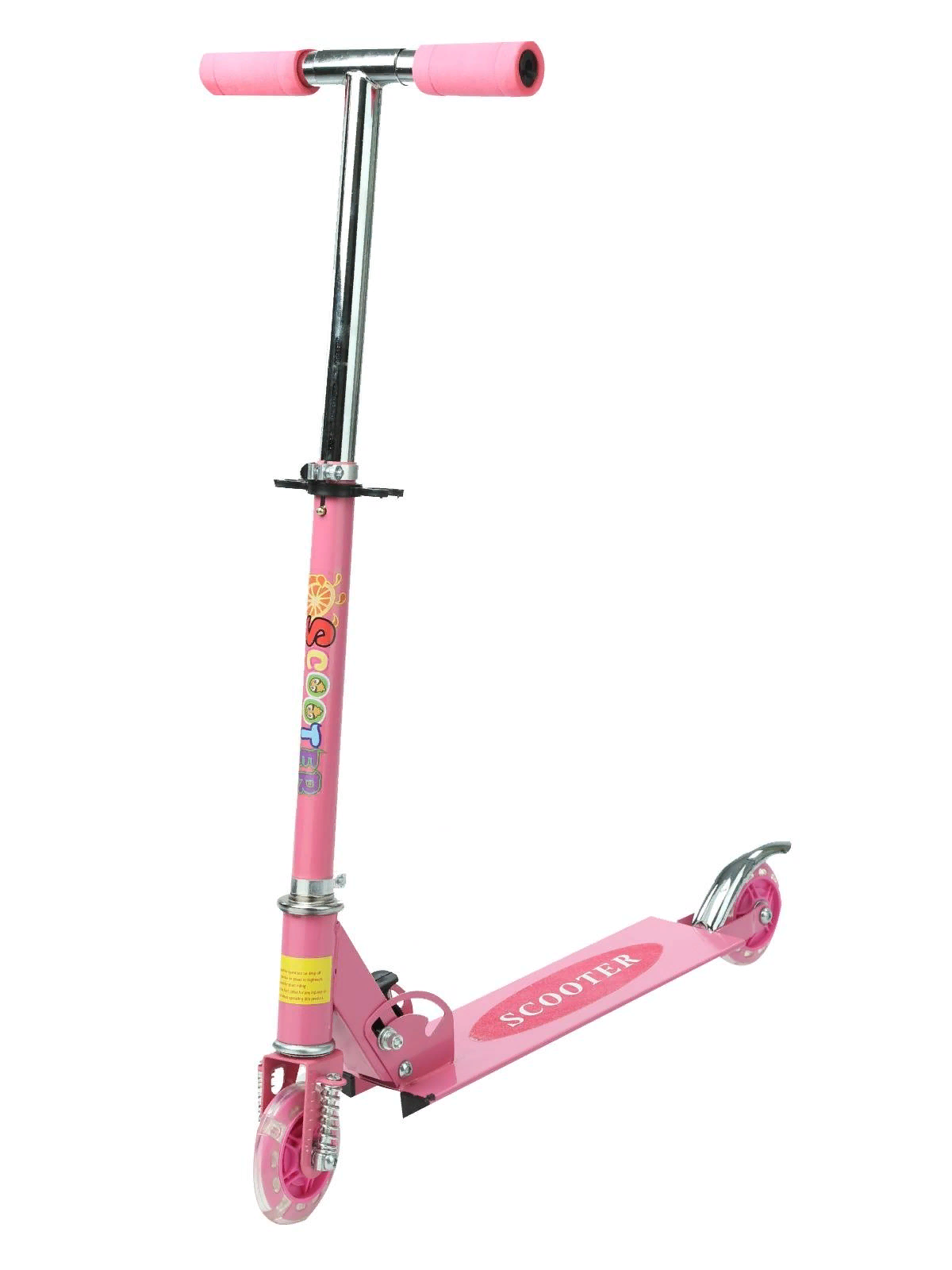 Самокат S+S Toys со светящимися колесами розовый