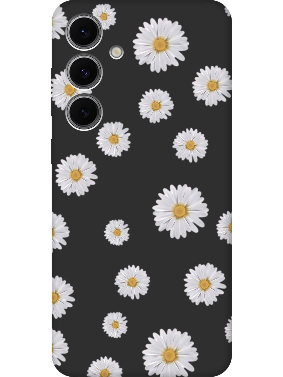 

Силиконовый чехол на Samsung Galaxy S24 FE с принтом "Ромашки" матовый черный, Черный;прозрачный;серый, 786718121