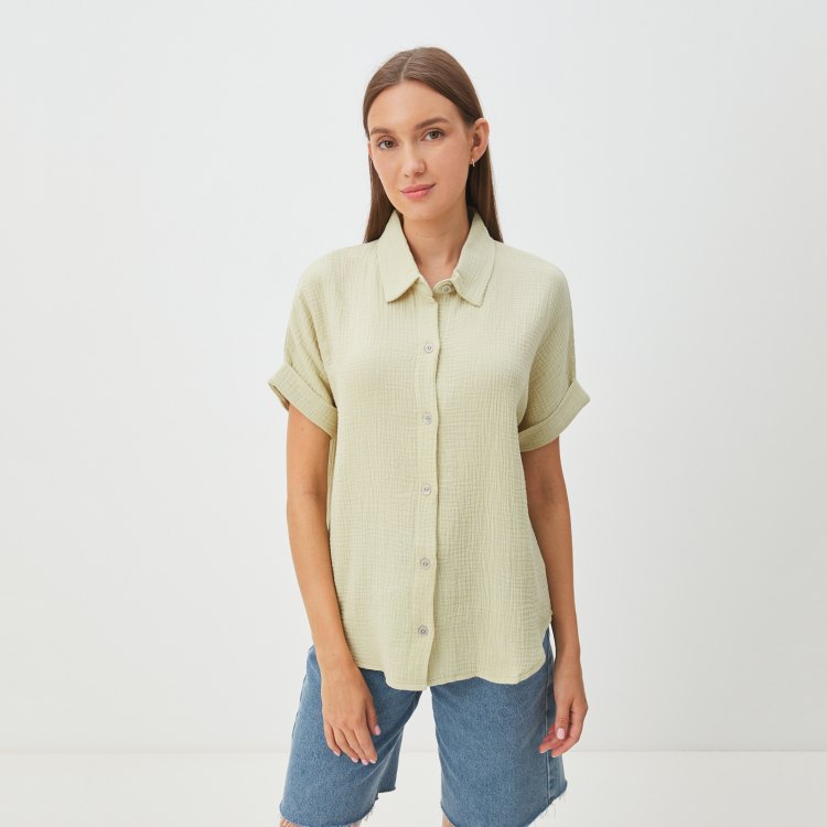 

Рубашка женская Maison David BLN921-1 зеленая XS, Зеленый, BLN921-1