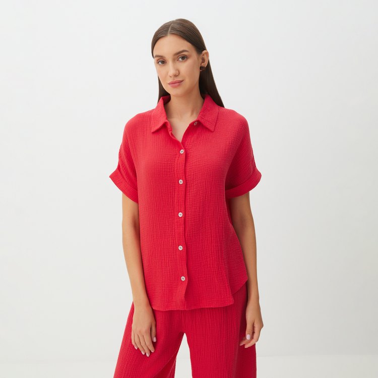 

Рубашка женская Maison David BLN921-1 красная S, Красный, BLN921-1