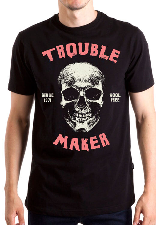 

Футболка унисекс NoBrand Trouble maker черная M, Черный, Trouble maker