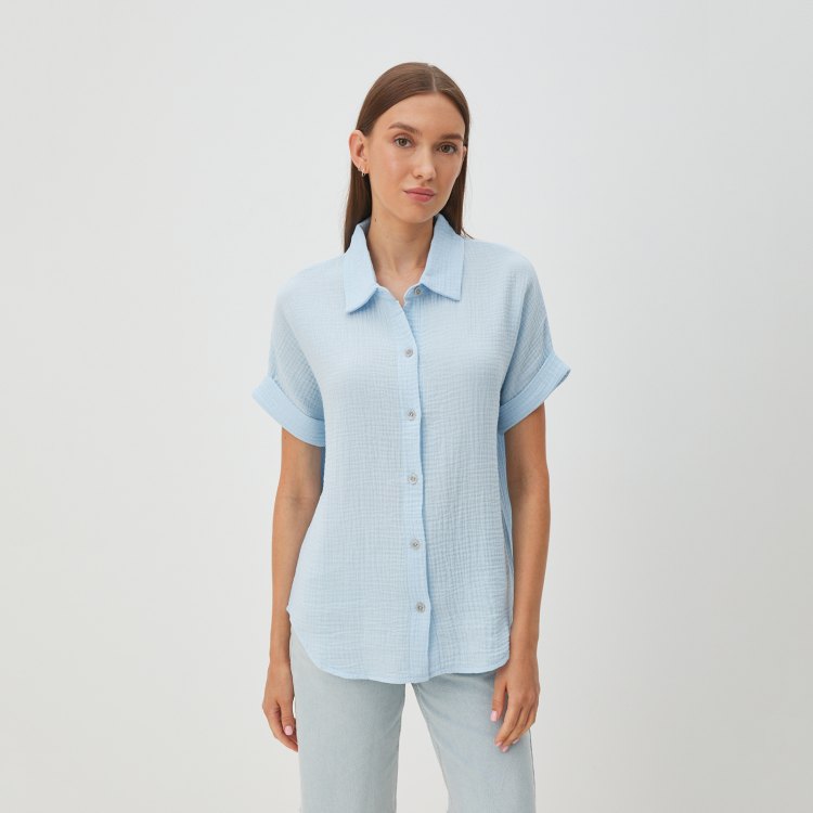 

Рубашка женская Maison David BLN921-1 голубая XS, Голубой, BLN921-1