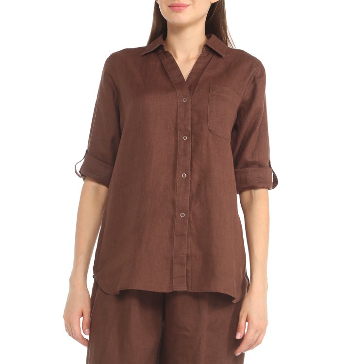 

Рубашка женская Maison David MLY2119 коричневая XL, Коричневый, MLY2119