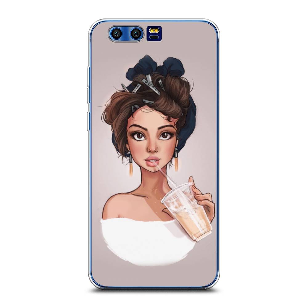 

Чехол на Honor 9 "Девушка с фраппе", Серый, 62450-6