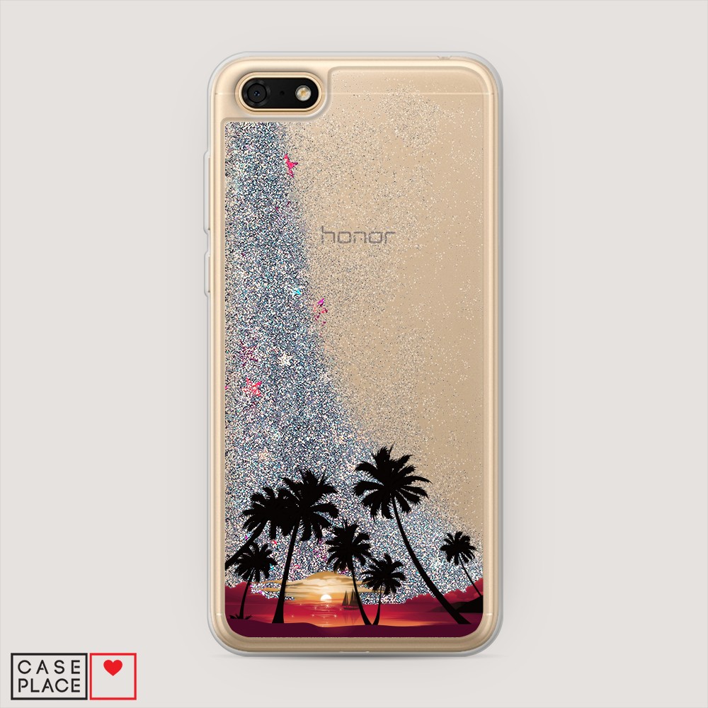 

Чехол Awog на Huawei Y5 2018 "Закат и пальмы", Разноцветный, 65991-1