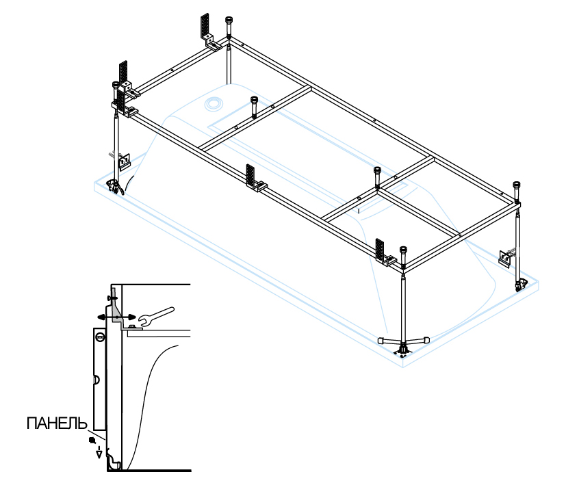 Каркас для ванны Cezares Plane PLANE-190-90-MF-R