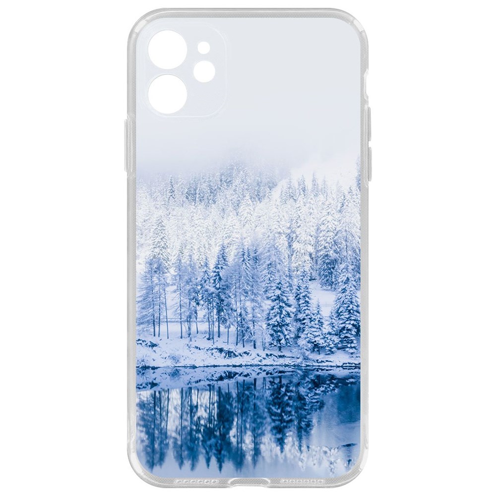 

Чехол-накладка Krutoff Clear Case Зимняя река для iPhone 11 с защитой камеры, Прозрачный