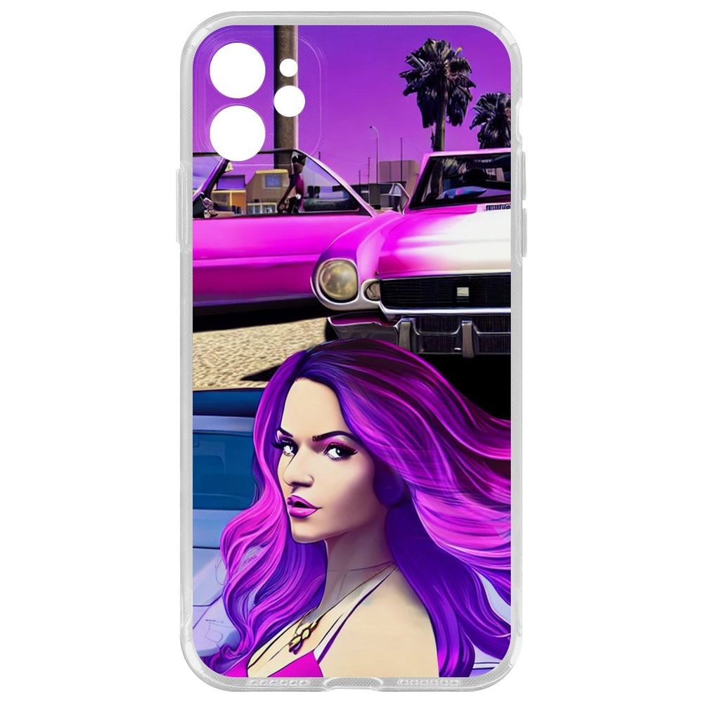 

Чехол-накладка Krutoff Clear Case Жизнь в розовом для iPhone 11 с защитой камеры, Прозрачный