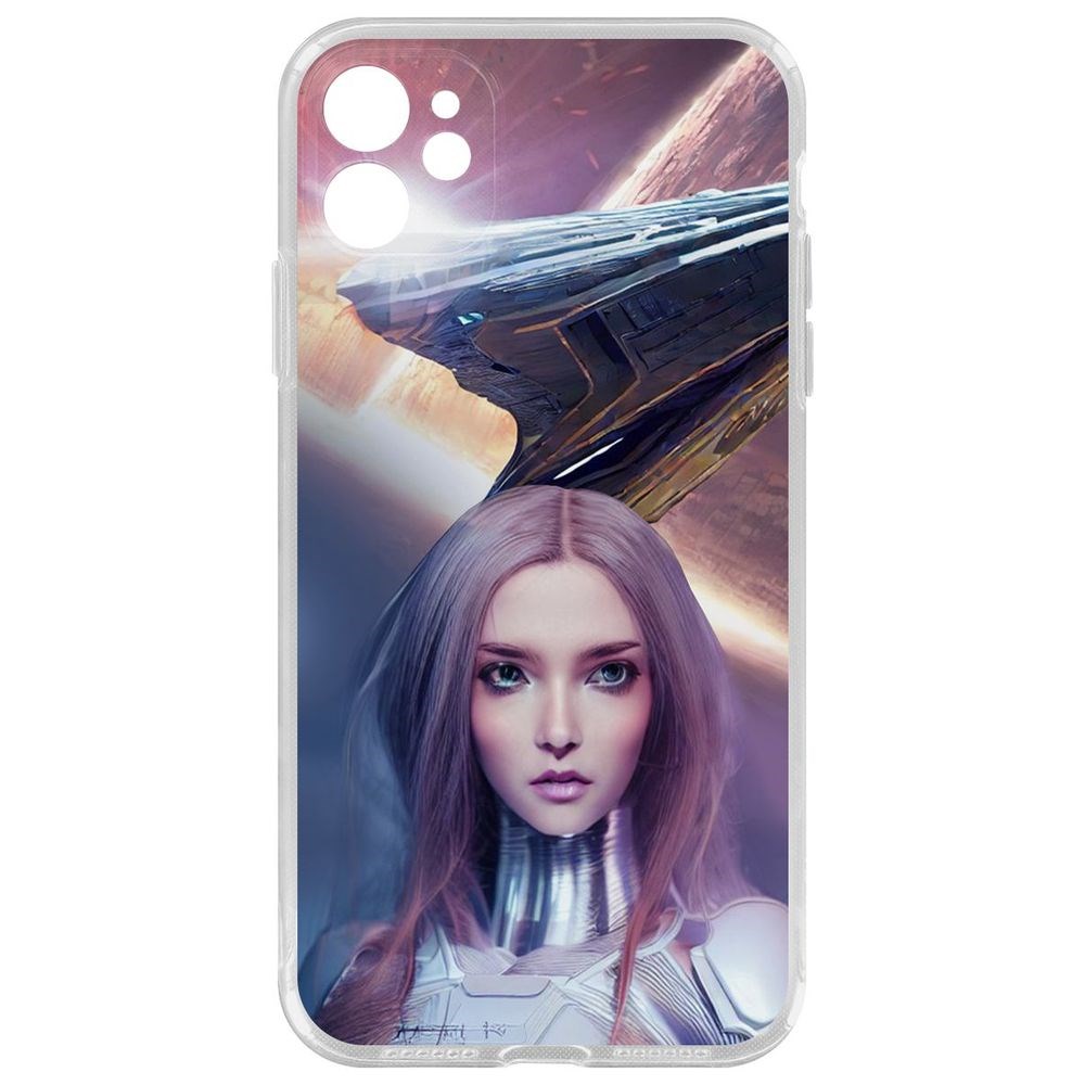 

Чехол-накладка Krutoff Clear Case Космодевушка для iPhone 11 с защитой камеры