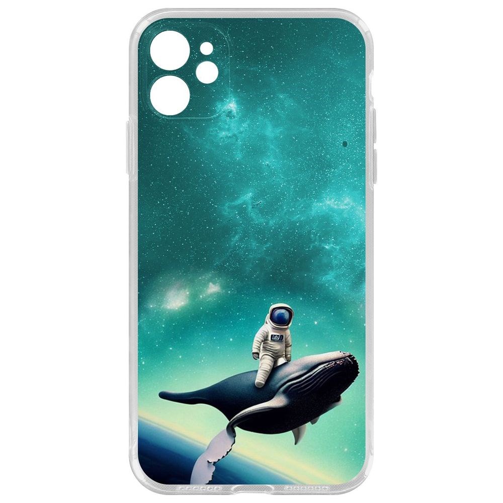 

Чехол-накладка Krutoff Clear Case Космоплавание для iPhone 11 с защитой камеры, Прозрачный