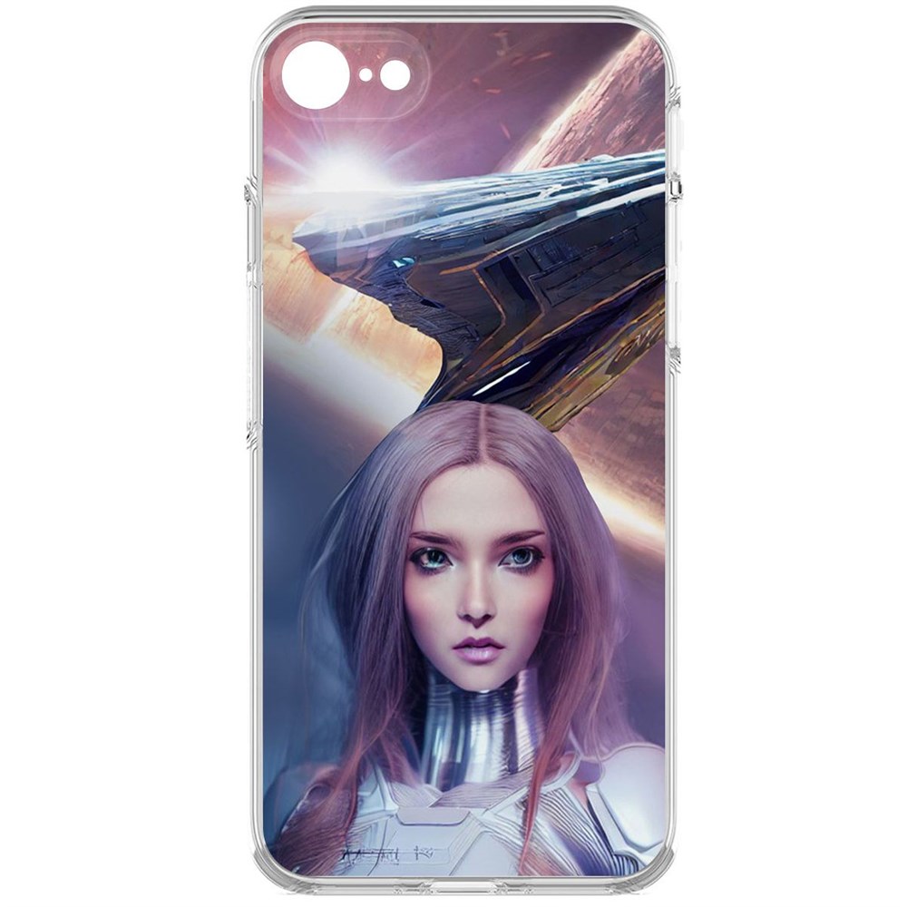 

Чехол-накладка Krutoff Clear Case Космодевушка для iPhone 7/8/SE 2020 с защитой камеры