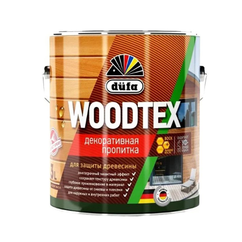 Пропитка декоративная для защиты древесины алкидная Dufa Woodtex орегон 3 л. пропитка для защиты древесины dufa