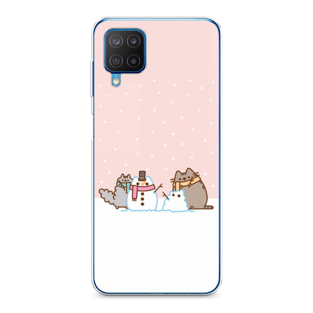 

Чехол на Samsung Galaxy A12/M12 "Котики в снегу", Розовый;белый;серый, 2102650-5