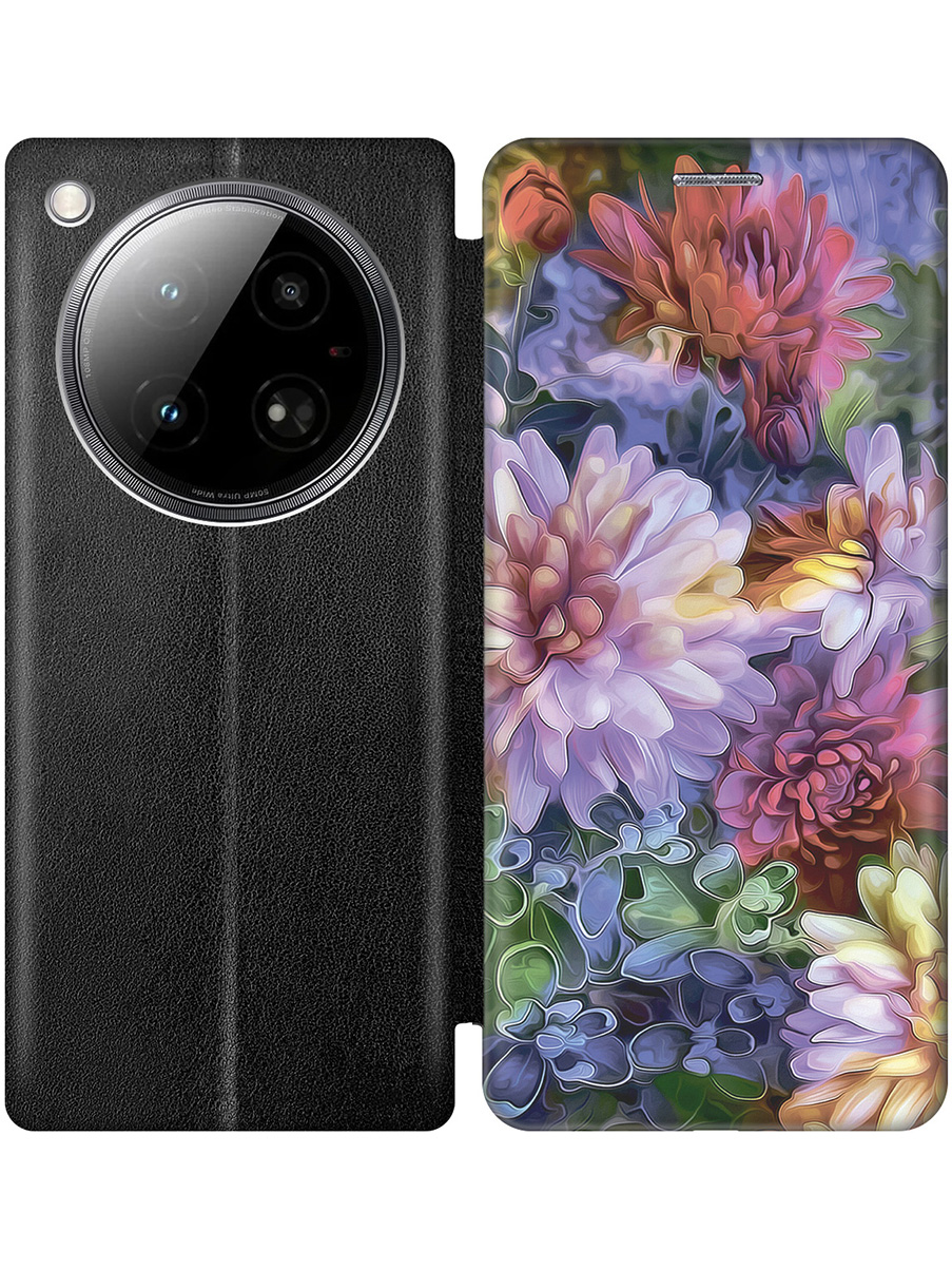 

Чехол-книжка на Infinix Zero 40 4G с принтом "Цветные хризантемы" черный, Черный;красный;фиолетовый, 786722321