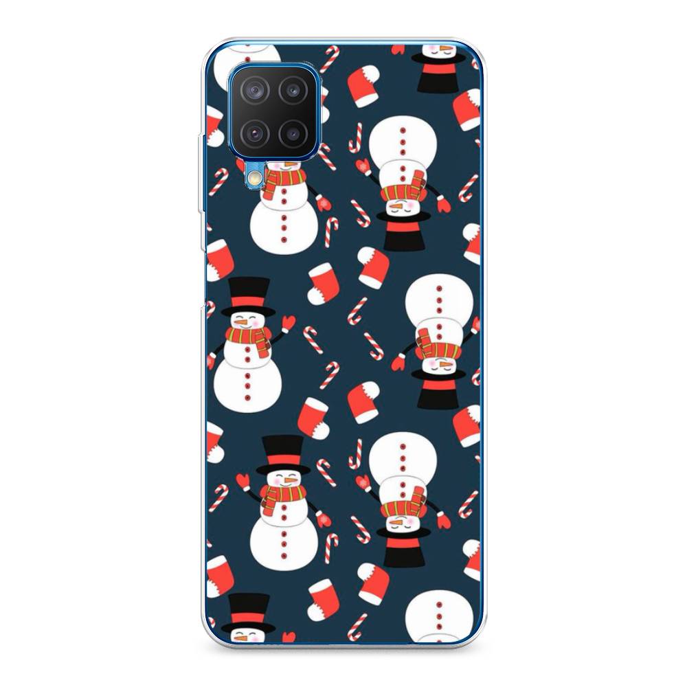 

Чехол на Samsung Galaxy A12/M12 "Синие снеговики", Синий;белый;красный, 2102650-5